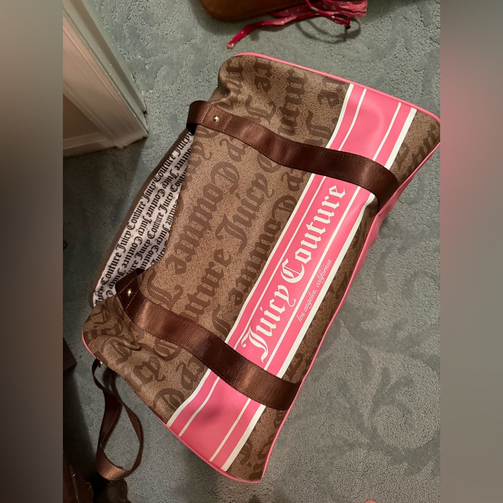 Juicy Couture Pink and Brown Travel Bag